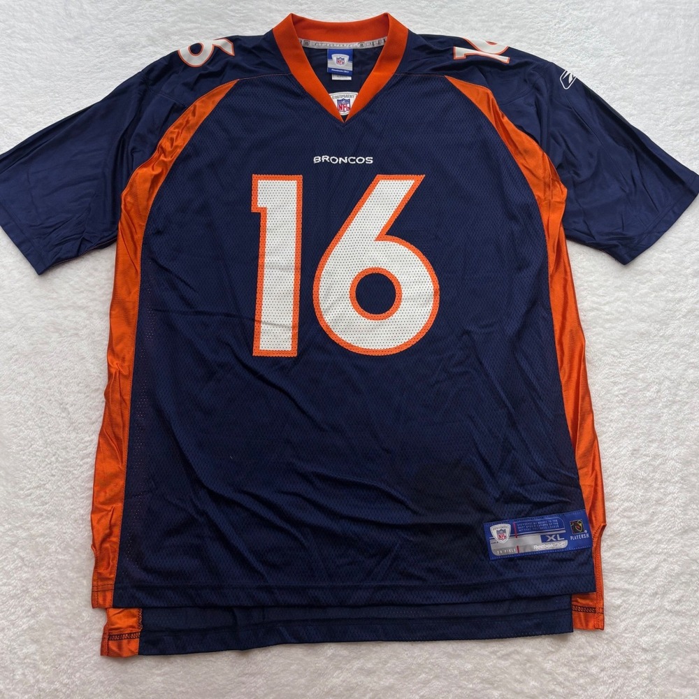 Reebok NFL Denver Broncos Jake Plummer 16 Jersey Navy Blue Orange XL 7009A 04